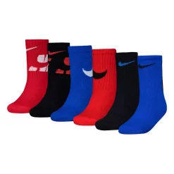 Boys Nike 6-Pack Dri-FIT Performance Cushioned Crew Socks