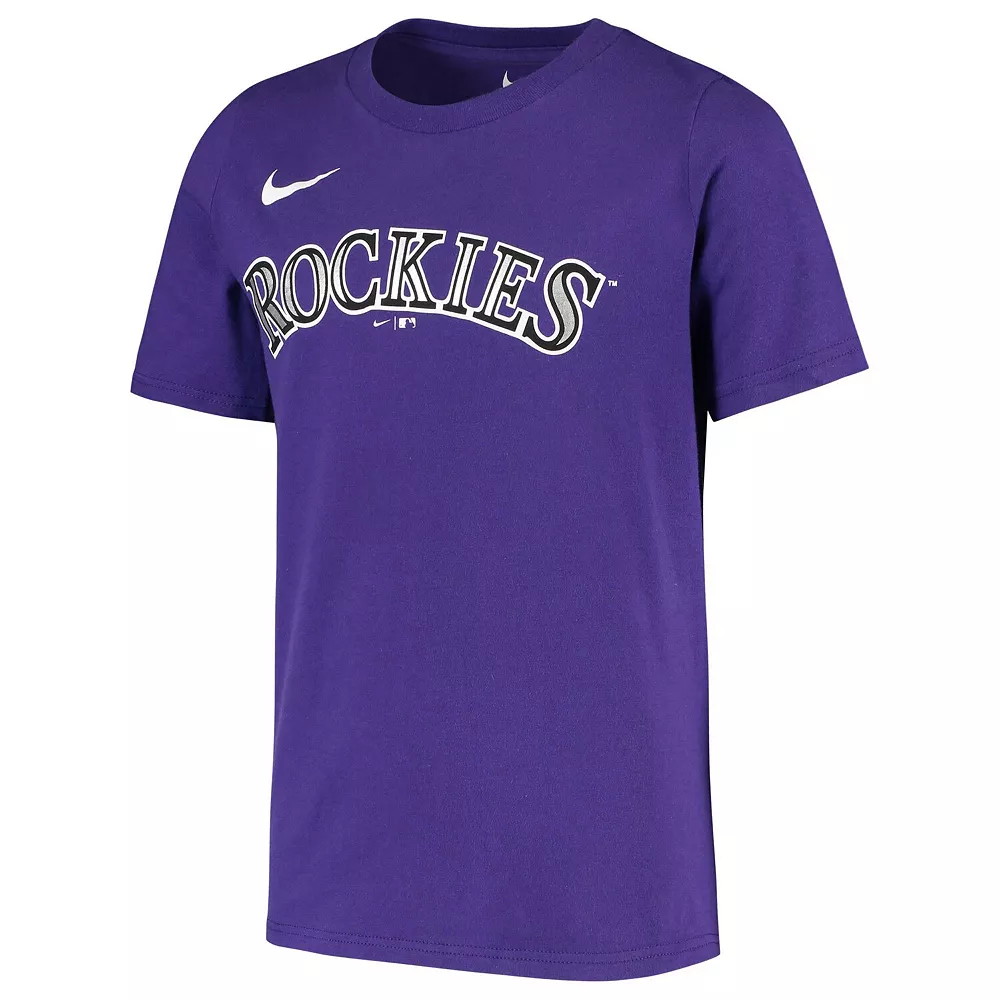 Youth Nike Charlie Blackmon Purple Colorado Rockies Player Name & Number T-Shirt - Image 3