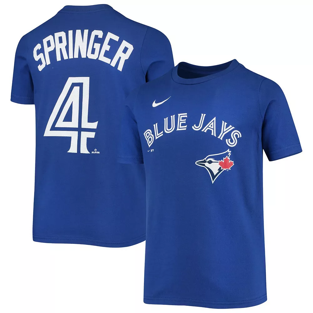 Youth Nike George Springer Royal Toronto Blue Jays Player Name & Number T-Shirt - Image 2