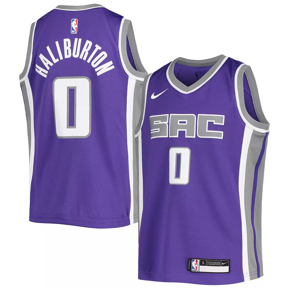 Youth Nike Tyrese Haliburton Purple Sacramento Kings 2020/21 Swingman Jersey - Icon Edition