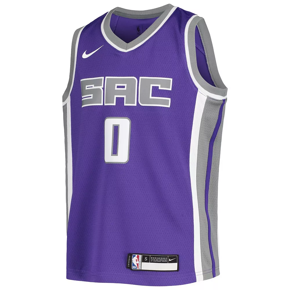 Youth Nike Tyrese Haliburton Purple Sacramento Kings 2020/21 Swingman Jersey - Icon Edition - Image 2