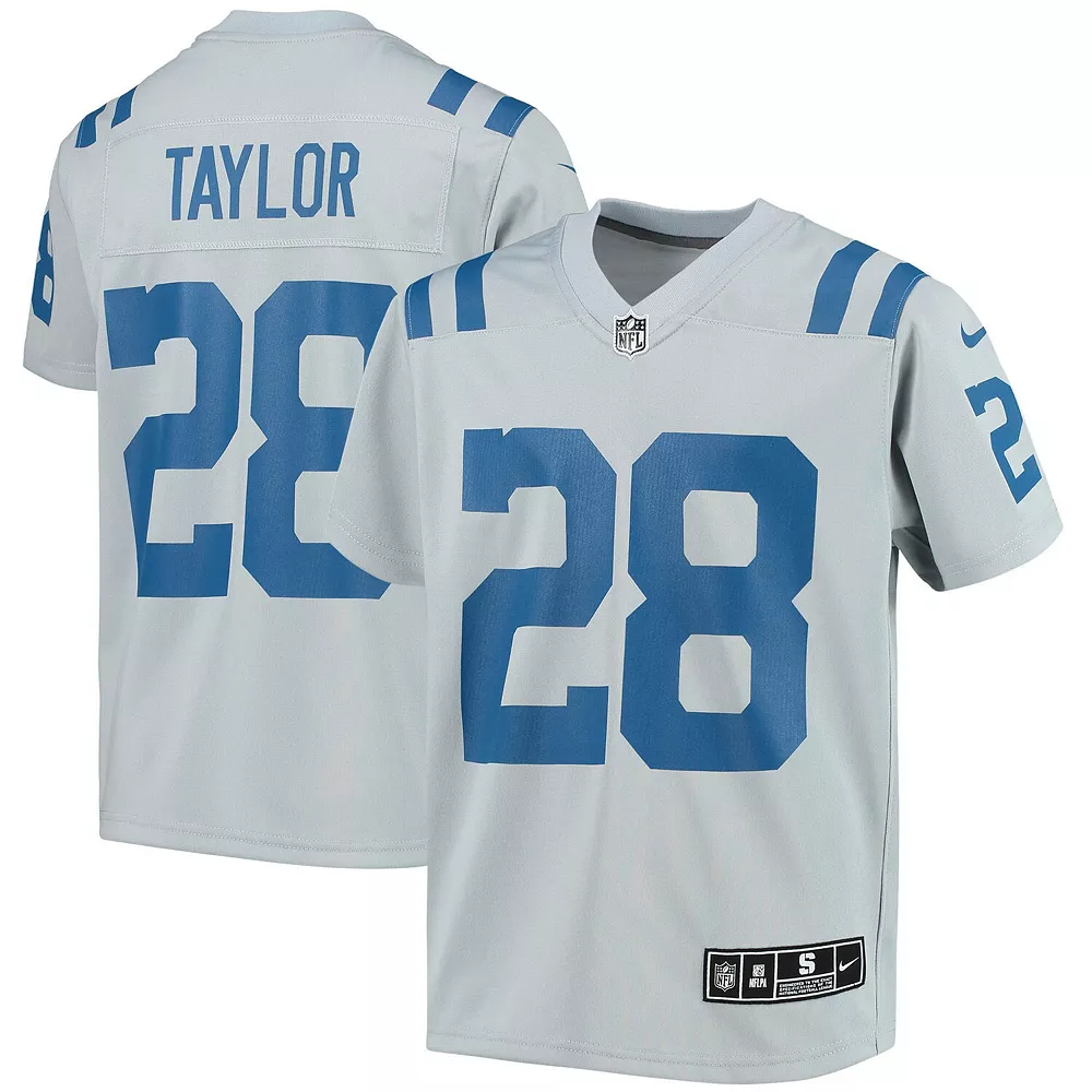 Youth Nike Jonathan Taylor Gray Indianapolis Colts Inverted Team Game Jersey - Image 2