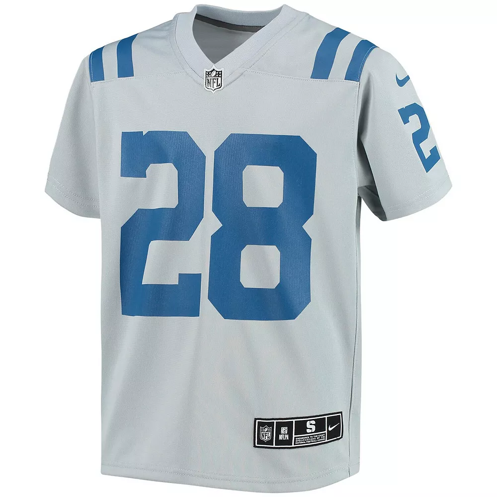 Youth Nike Jonathan Taylor Gray Indianapolis Colts Inverted Team Game Jersey - Image 3