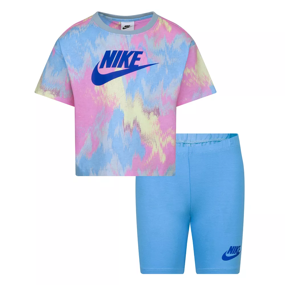 Girl 4-6x Nike Boxy Tee and Bike Shorts Set - Image 2