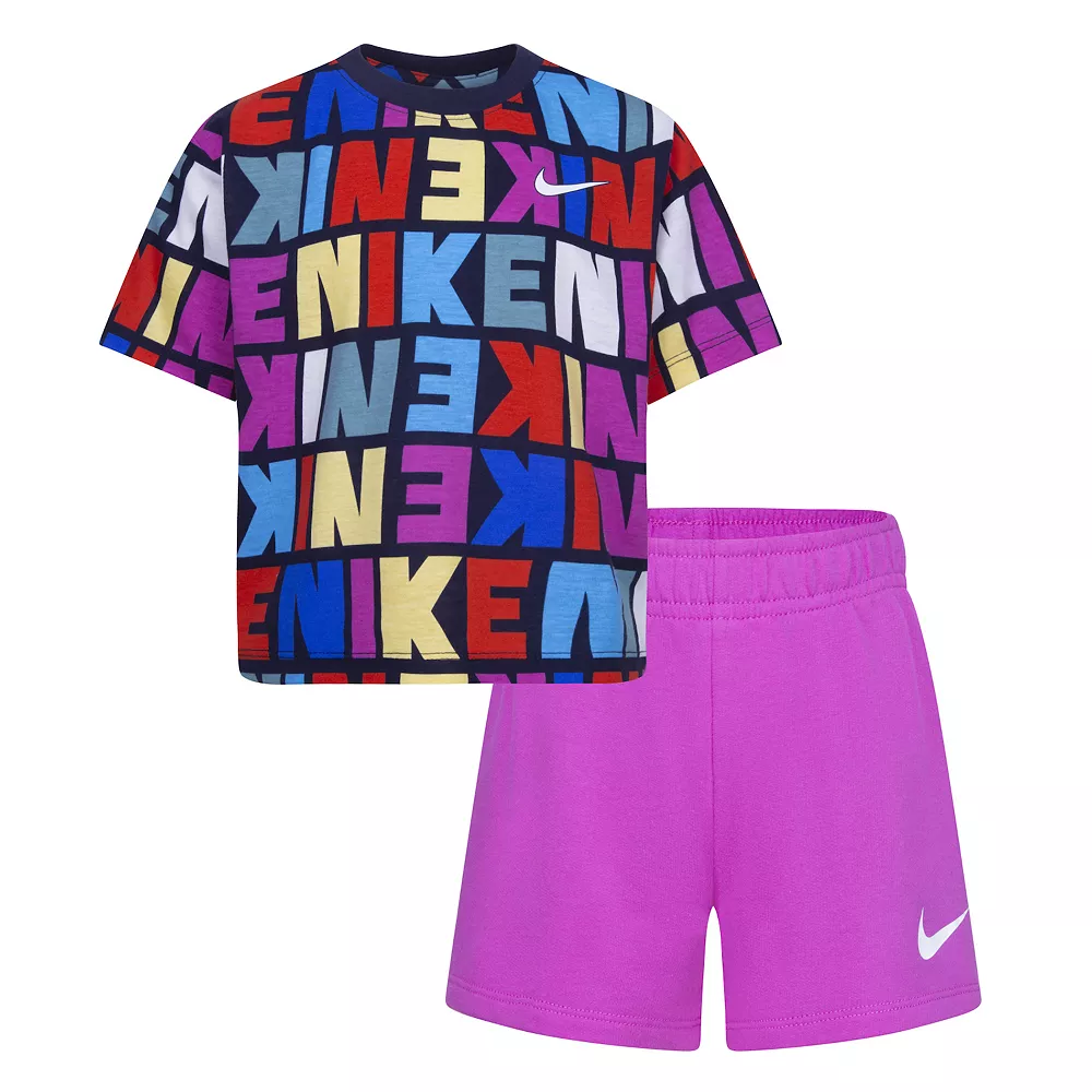 Girls 4-6x Nike Word Print Tee & Shorts Set