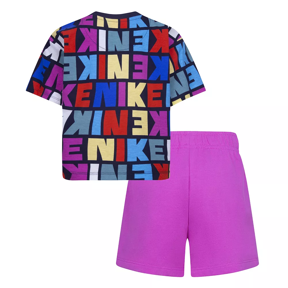 Girls 4-6x Nike Word Print Tee & Shorts Set - Image 2