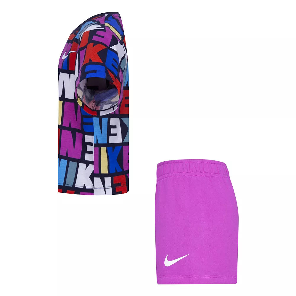 Girls 4-6x Nike Word Print Tee & Shorts Set - Image 3