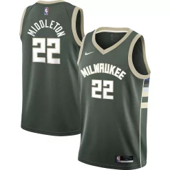 Youth Nike Khris Middleton Hunter Green Milwaukee Bucks 2021/22 Swingman Jersey - Icon Edition
