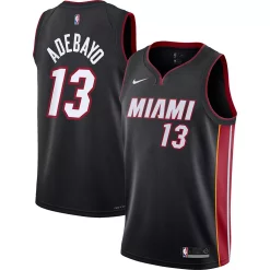 Youth Nike Bam Adebayo Black Miami Heat 2021/22 Swingman Jersey - Icon Edition