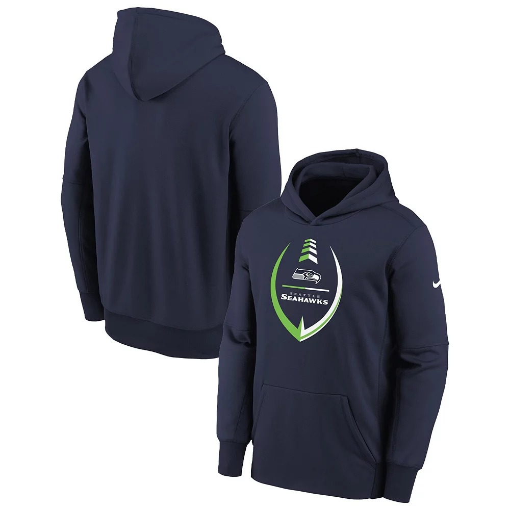 Youth Nike College Navy Seattle Seahawks Icon Performance Pullover Hoodie - Image 2