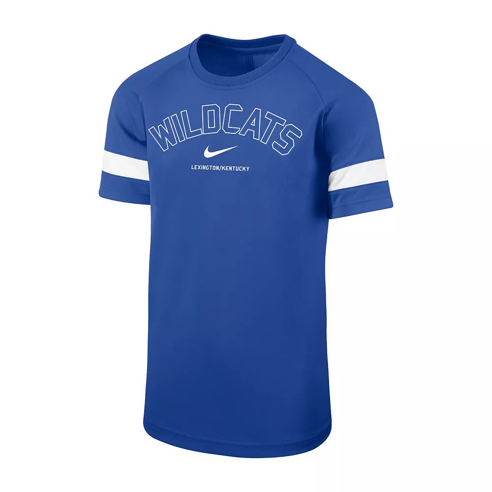 Youth Nike Royal Kentucky Wildcats Academy Sleeve Stripe T-Shirt